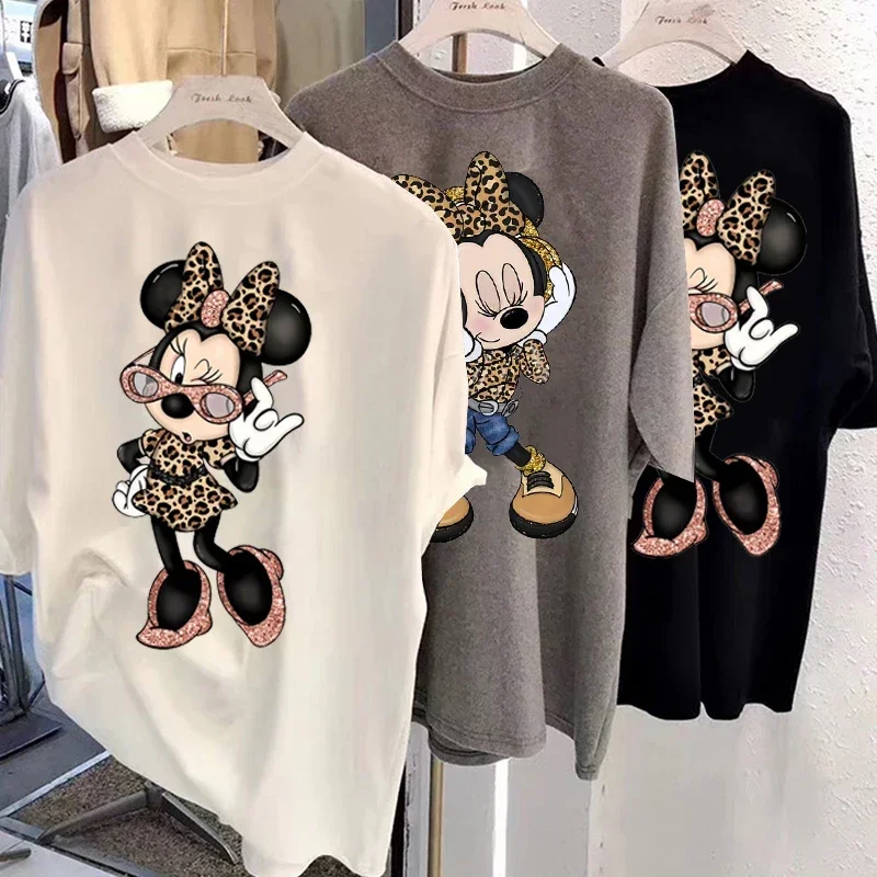 

Vintage Women Fashion Cartoon Mickey Minnie Kawaii Top Female Ulzzang Oversized T-shirt with Short Sleeves 90s Y2k