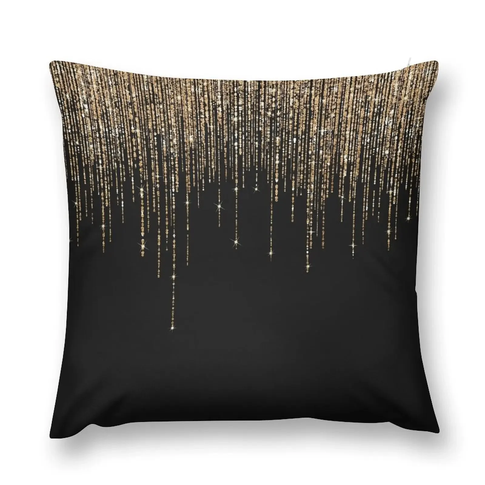 

Luxury Chic Black Gold Sparkly Glitter Fringe Throw Pillow Cushion Child Pillowcases Bed Cushions pillow