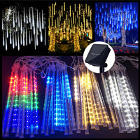 8 Tubes Led Meteor Shower Solar String Fairy Lights Outdoor Garland Solar Power Lamp Christmas  Garden Street Tree Decorations