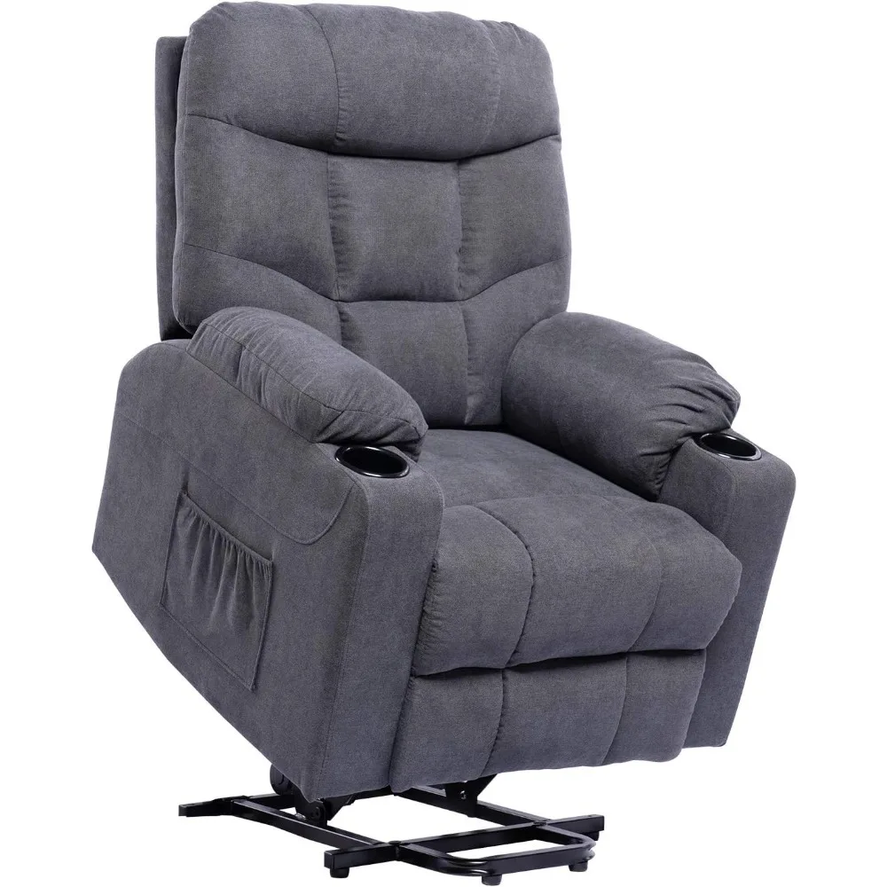 

Living Room Power Lift Massage Recliner Chair for Elderly Heated Ergonomic Lounge Fabric Vibratory Massage Chair