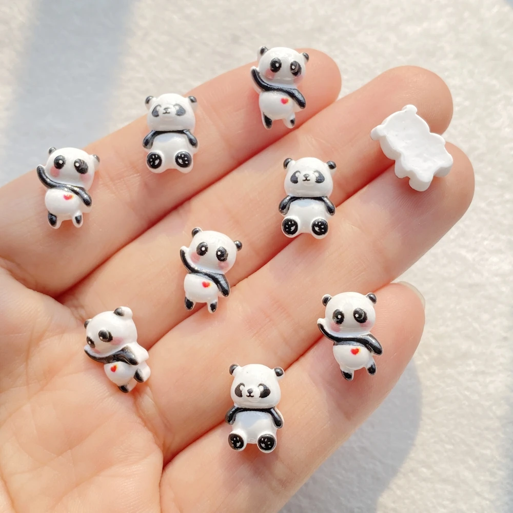 30 pezzi di resina colorata Kawaii mini cartone animato dipinto panda rosso nail art figurine di pietra con retro piatto scrapbook gioielli fai da