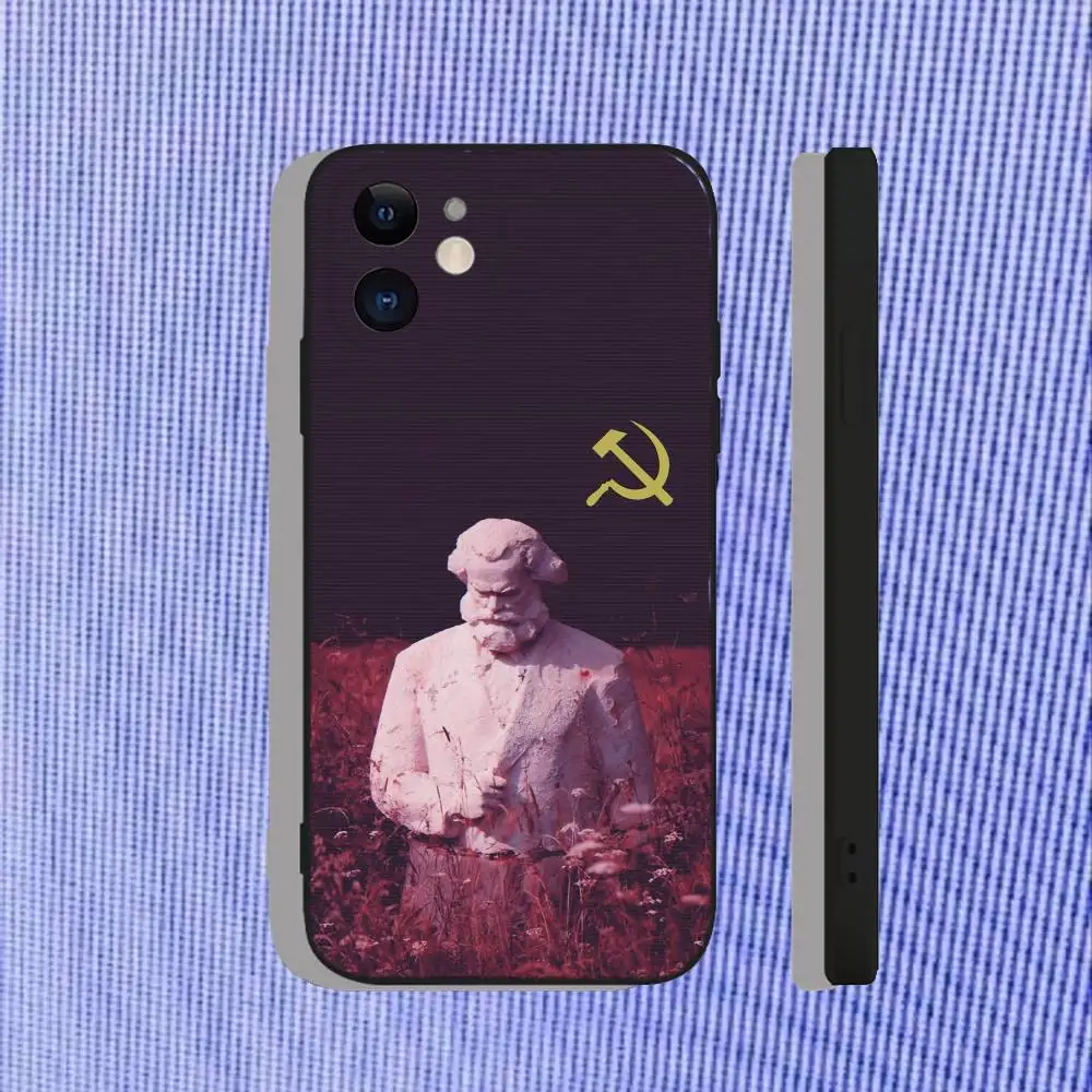 حافظة هاتف كارل ماركس لهاتف آيفون 16,15,14,13,12,11,Pro,Max,Plus,X,XS,XR,SE,8,7,Mini,soft Silicone Black Case