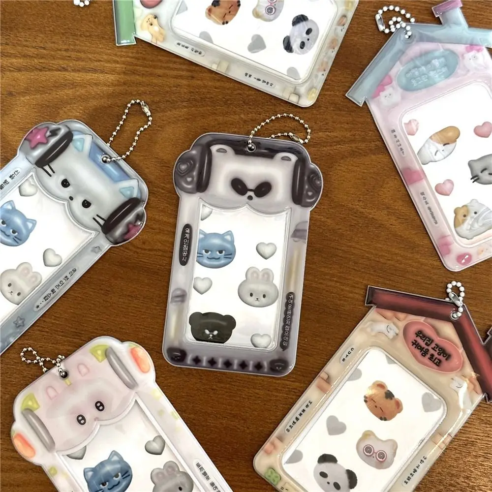 

Держатель для фотокарточек Rabbit Cool Bear Idol Dog 3D Captain Bunny Card Sleeve Y2K с брелоком-подвеской Rock Cat Bus Card Holder