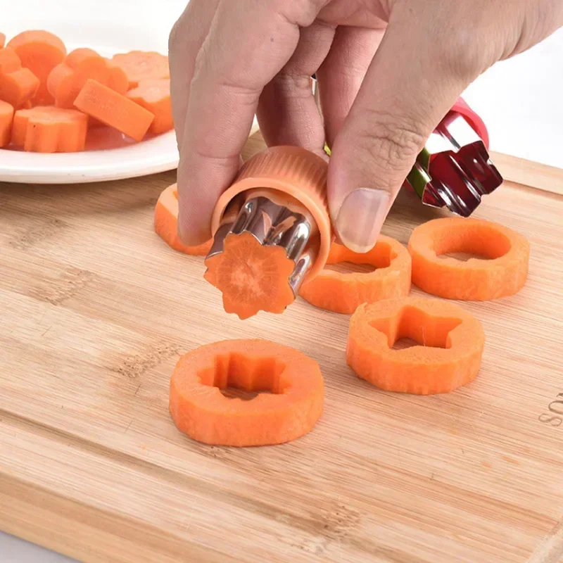 3/12Pcs Star Heart Shape Vegetables Cutter Plastic Handle Portable Cook Tools Stainless Steel Fruit Cutting Die Kitchen Gadgets