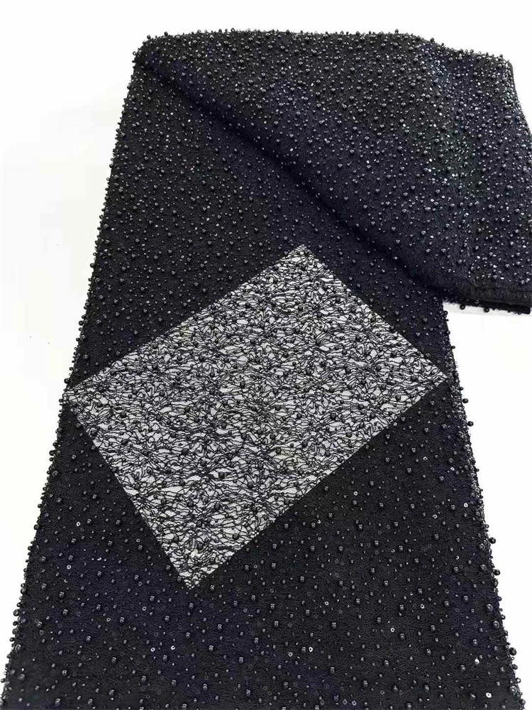 2025 Luxury Nigerian African Beaded Pearl Lace Fabric High Quality Sequins Embroidery African French Lace Fabric For Sewing Dres
