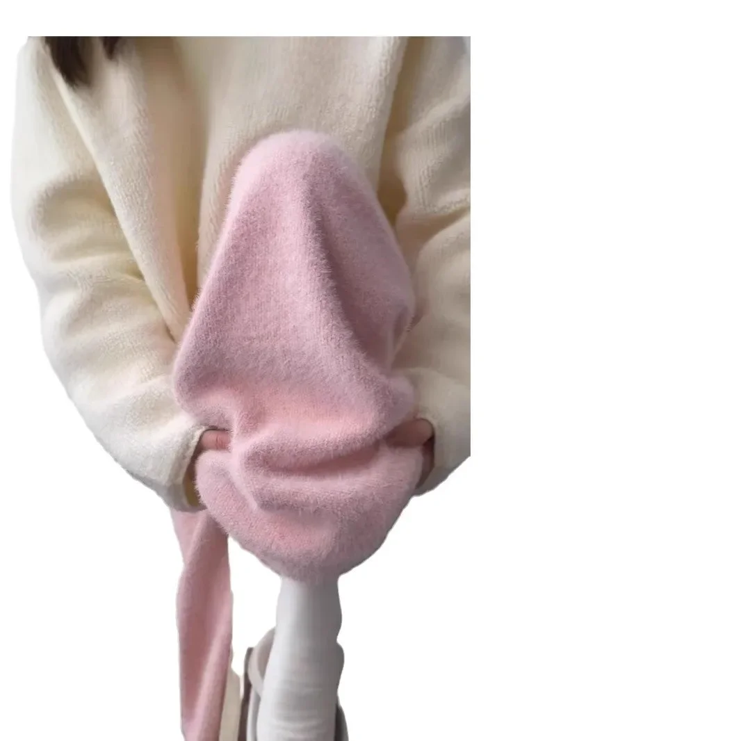 المرأة الخريف/الشتاء سميكة لينة ومرنة أفخم تريكو قيعان ثنيات عادية مستقيم الساق بنطلون الطابق طول السراويل