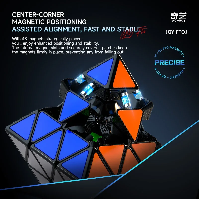 Qiyi FTO Magnetyczny obrotowy octahedron Magic Speed Cube Bez naklejek Cubo Magico Puzzle Profesjonalne zabawki