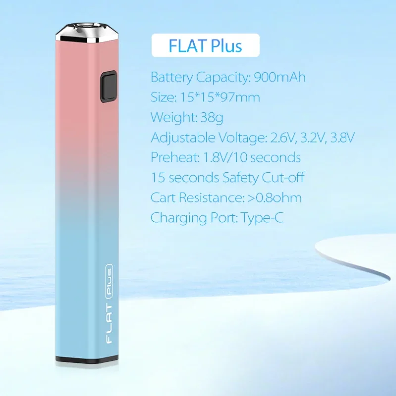 

Оригинальный квадратный аккумулятор Yocan Flat Plus 900 мАч, регулируемое напряжение 2,6 В/3,2 В/3,8 в, подходит для электронной сигареты 510 стандарта