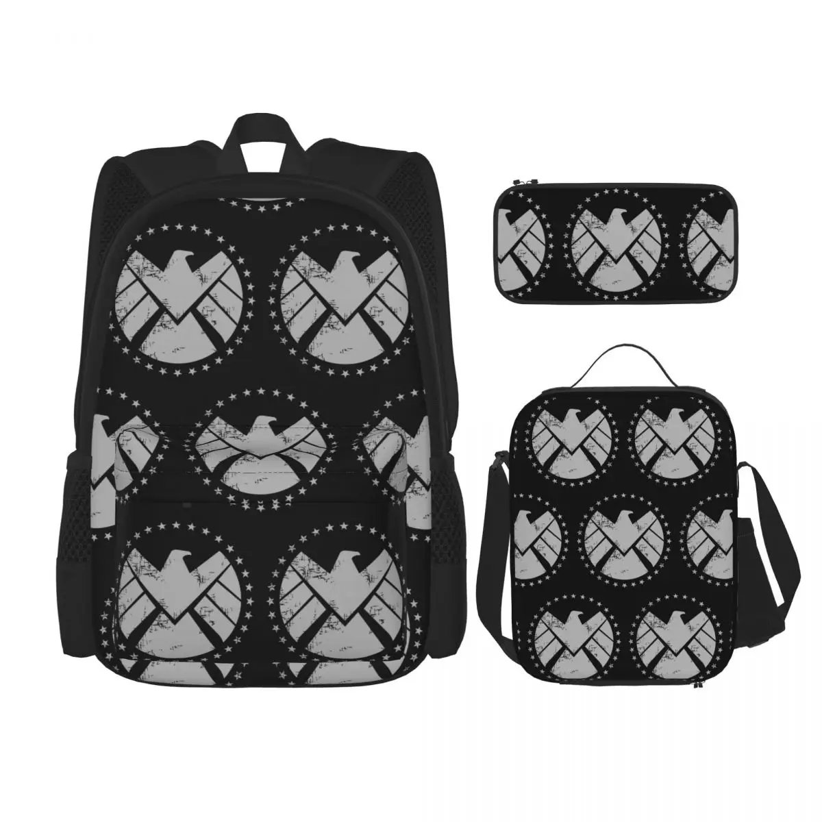 

Shield Agent Training Backpacks Kids Bookbag School Bags Rucksack Lunch Bag Pen Bag Three-Piece Set