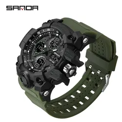 SANDA G Style Sports Military Men's Watches Waterproof Dual Display Quartz Wristwatch For Male Clock Stopwatch Relogios Masculin