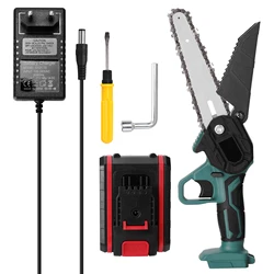 21 V tragbare Mini-elektrische Astsäge, wiederaufladbar, kleine Holzspaltungskettensäge, einhändiges Holzbearbeitungswerkzeug für Garten, Obstgarten