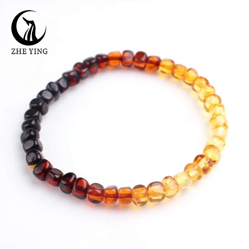 Natural Rainbow Amber Bracelets 5-7mm Gradient Cube Square Irregular Beads DIY Casual Trendy Women Men Jewekry Ambar Anklet Gift