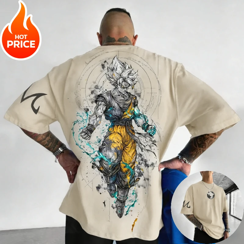 Dragon Ball Super Saiyan Son Goku Vintage Harajuku Anime hombres verano camiseta suelta mujeres ropa de calle pantalón corto Casual Camiseta de manga Top