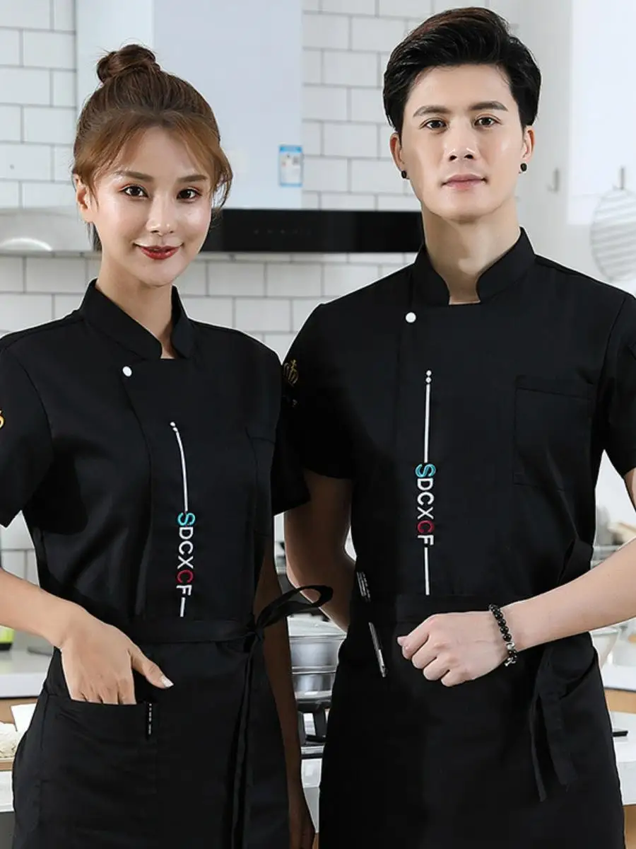 

Легкая летняя рабочая форма для поваров из хлопка и шелка для мужчин: для ресторанов, баров, гриль-баров, отелей, с защитой от пятен