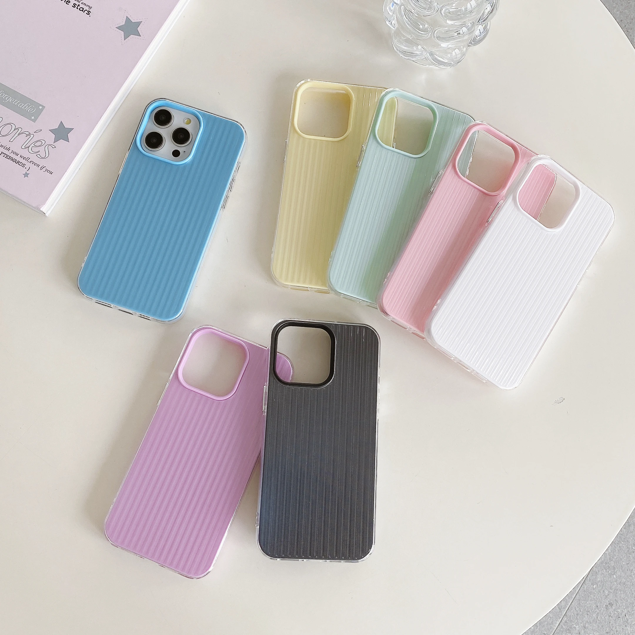 

50PCS/lot Phone Cases Wholesale for iphone 11/12/13/15/14/16 Pro Max Slim Corrugated TPU+ABS Dual-layer Shockproof Fundas Bulk