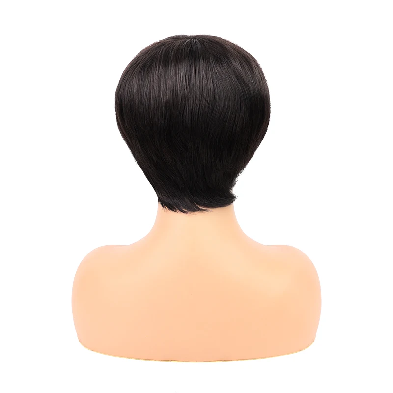 Perruques Pixie Cut pour femmes, perruques de cheveux humains, perruque courte en couches, perruque Pixie, densité 150%, 6 po, 1B