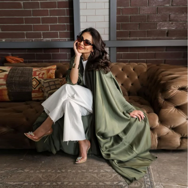 Open Batwing Abaya Dubai Luxury Muslim Clothing Women Arabic Dress Woman Moroccan Kaftan Woman Modest Dress Caftan Femme