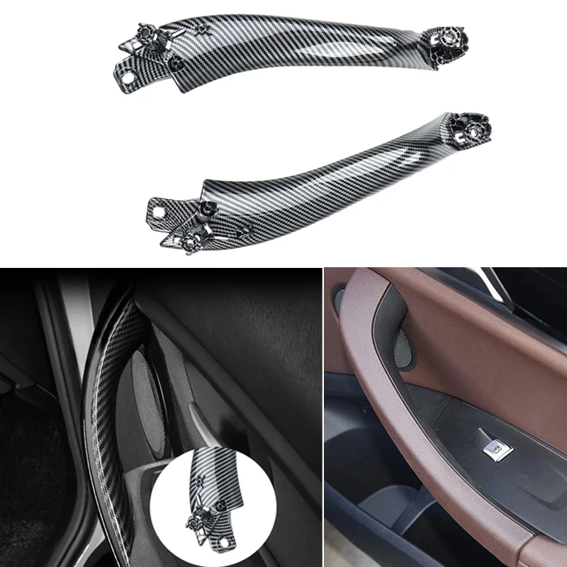 

For BMW X3 X4 G01 G02 G08 Car Left Right Inside Interior Handle Inner Door Pull Trim Carbon Fiber Handles 18-21 Auto Accessories