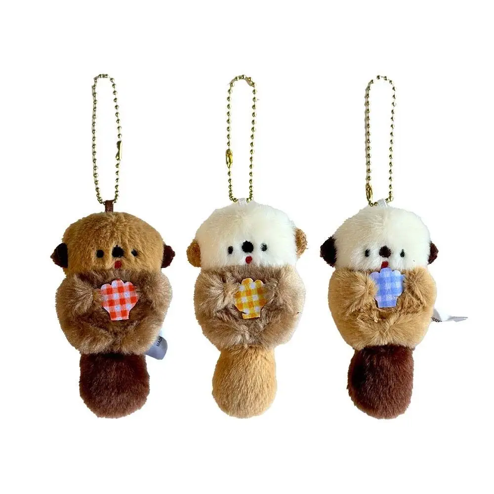 Creative Doll Otter Hold Shell Key Chain Korean Style Trinket Backpack Charms Plush Cartoon Anime Key Ring Key Ring Ornaments