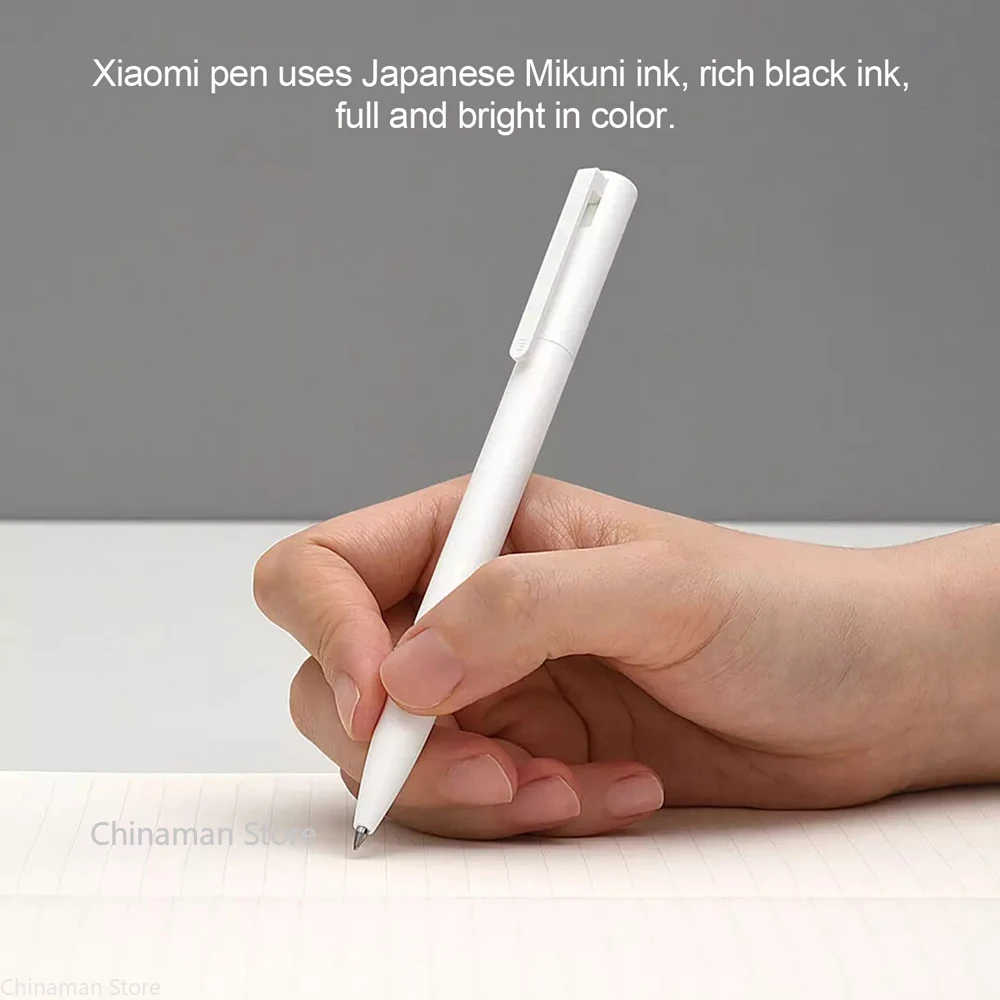 Xiaomi Gel Pen Mijia Mi Signing Pen, pulpen isi ulang Swiss Jepang tinta hitam biru tahan lama untuk menulis sekolah