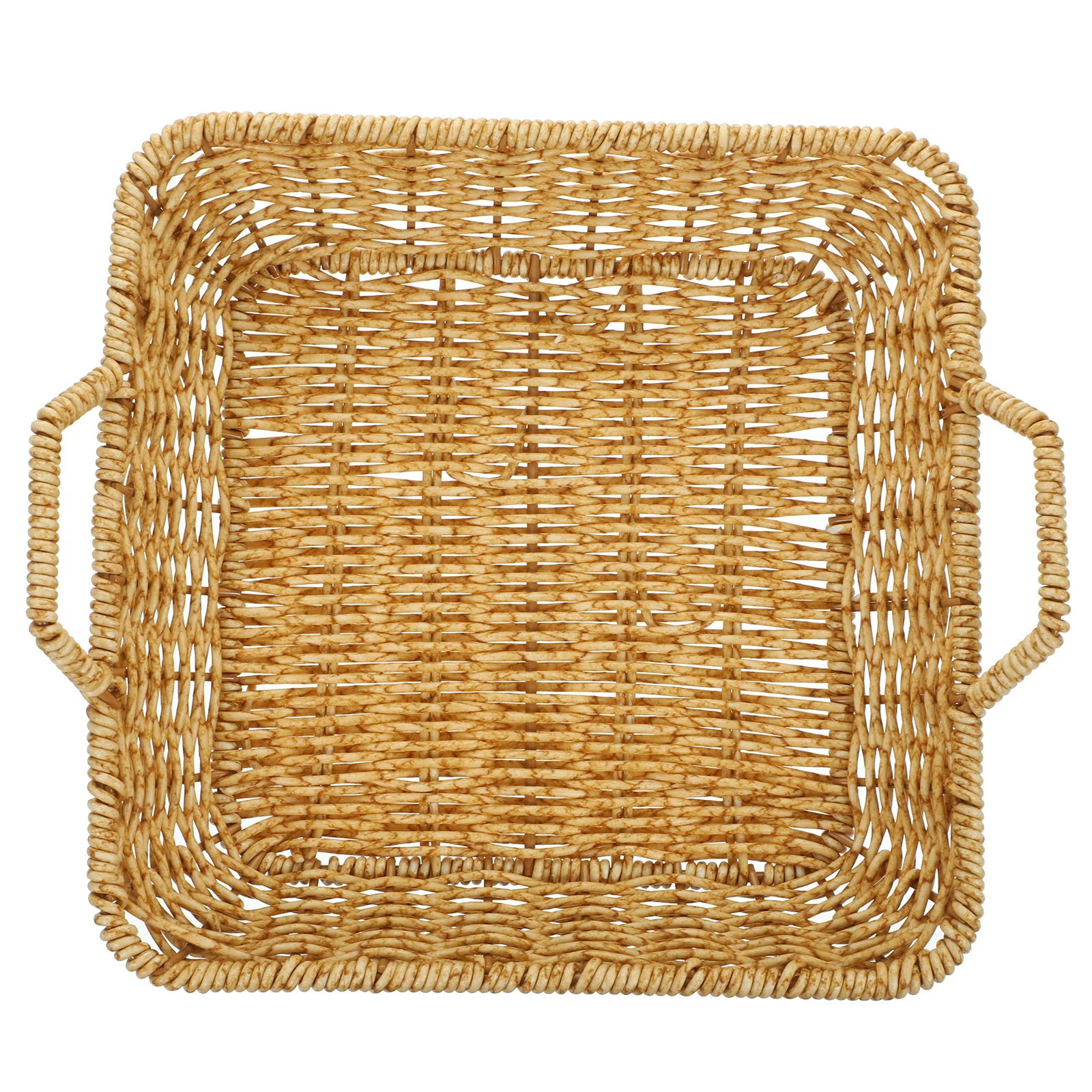 

Plastic Woven Fruit Basket Imitation Rattan Storage Holder for Kitchen Home Restaurant Tabletop Organizer