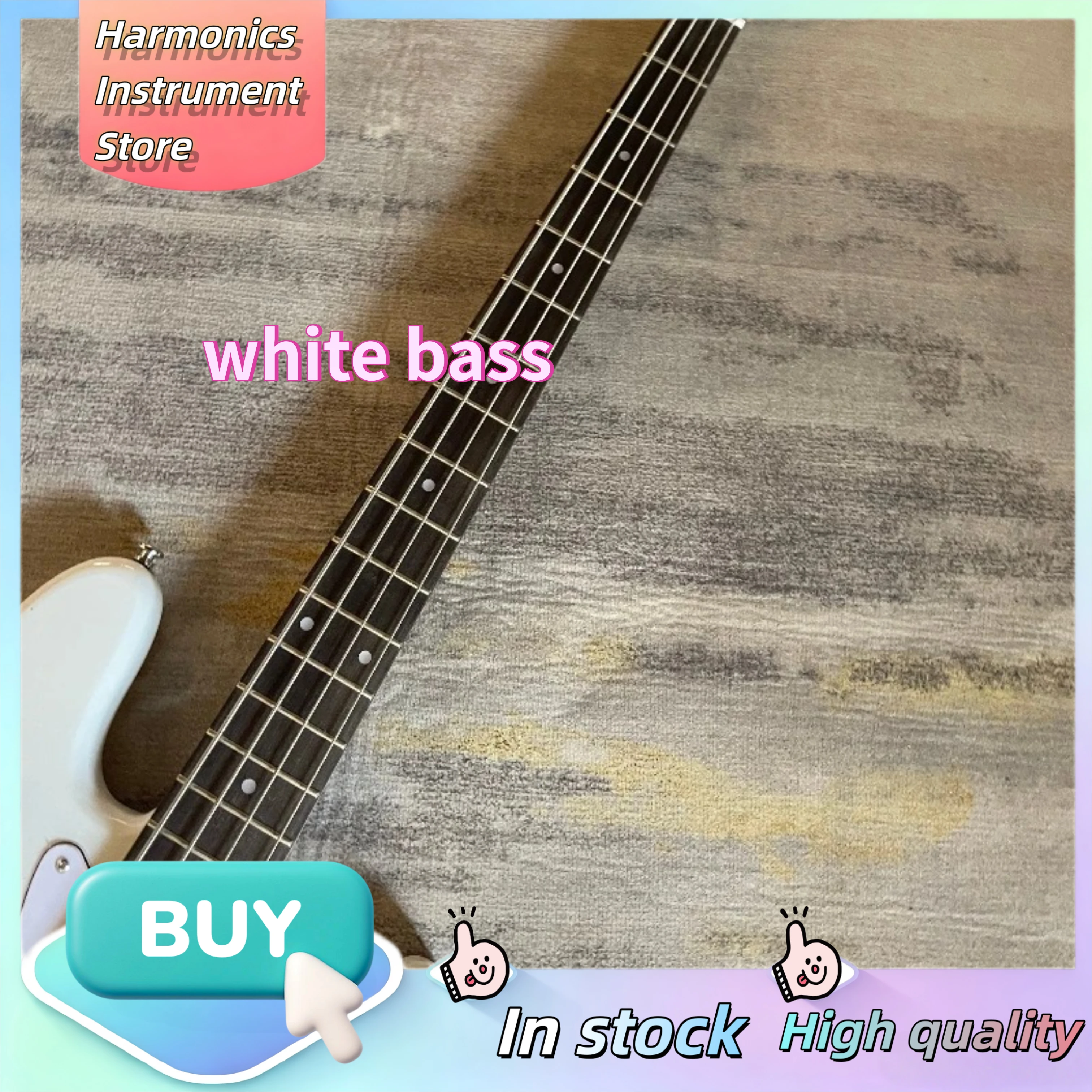 White 1951 P Bass Precision White 4 String Bass Split Pickups Vintage Fixed Bridge Beginner Band Live Electric Bass Guitar view 5