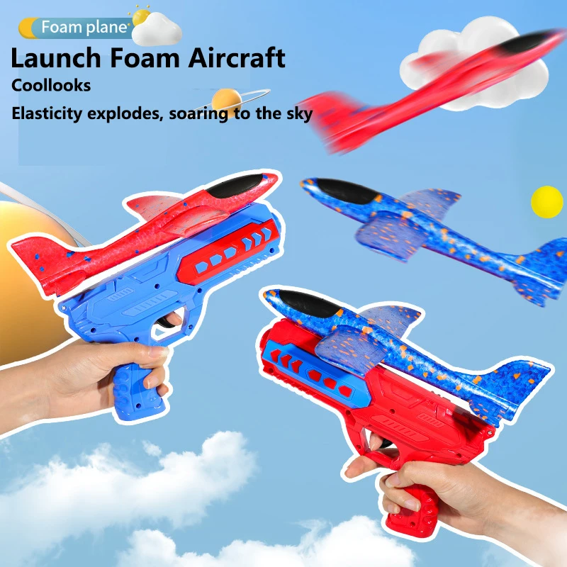 EVA Foam Catapult Aircraft Launcher Toy Outdoor Sports Game Back To School Supplies Halloween Christmas Boys Flying Plane Gift