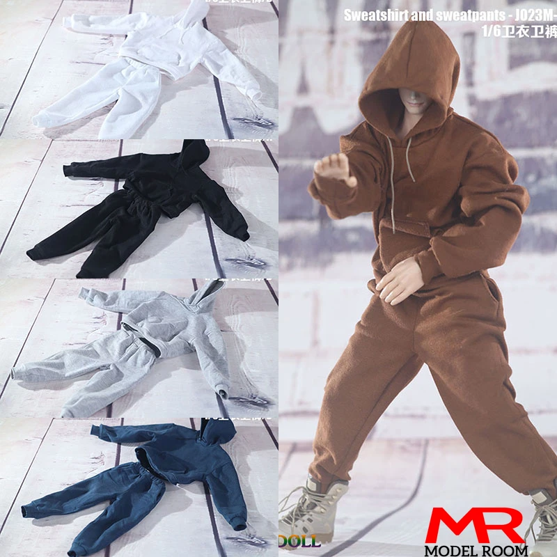 JO23M-01 1/6 Scale Male Sweatshirt and Sweatpants Set Loose Sports Clothes Model Fit 12'' Soldier Muscale Action Figure Body