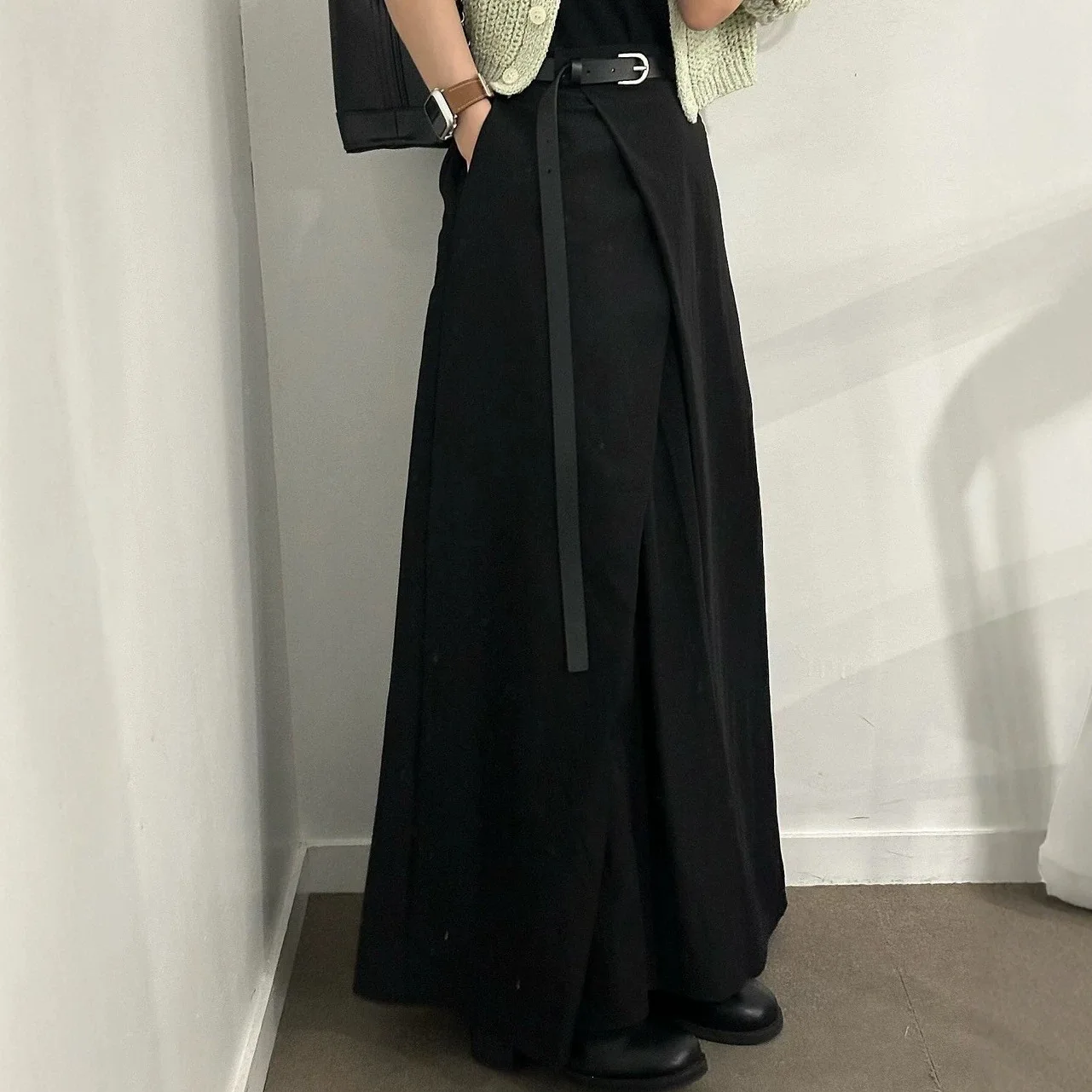 Chic Summer Korean Style Asymmetrical Design Long Midi Skirt Versatile Half-length Skirt A-Line Cotton Blend Casual Simple Style
