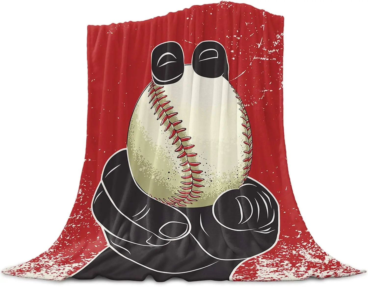 

Flannel Blanket Holding Baseball Super Soft Warm Cozy American Sport Hand Red Bed Couch or Car Blanket for Children Adult Travel