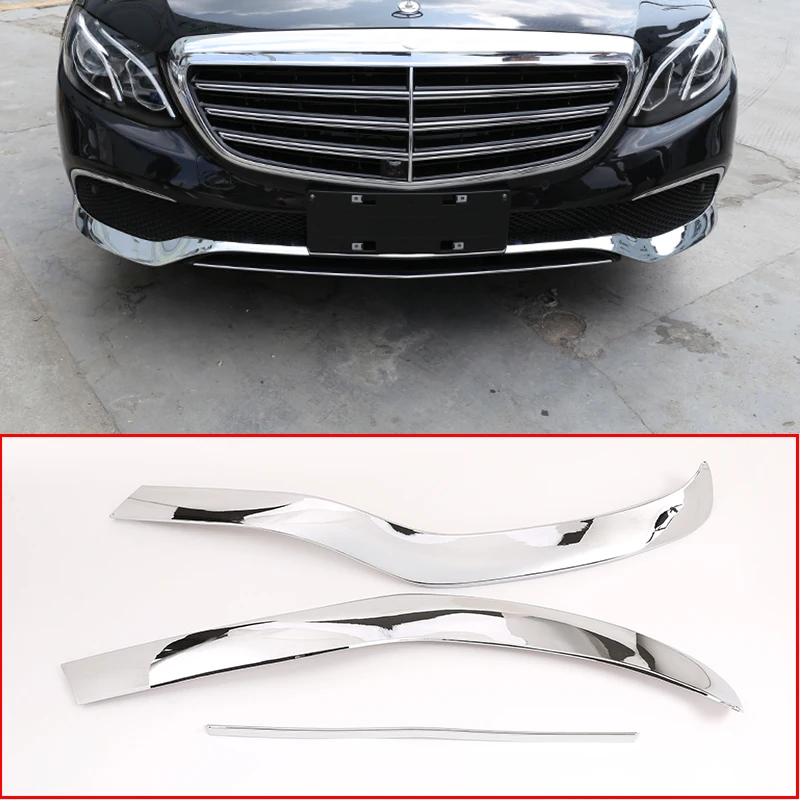 

3 Pcs For Mercedes Benz E Class W213 2016-2020 ABS Chrome Front Bumper Plate Car Accessories