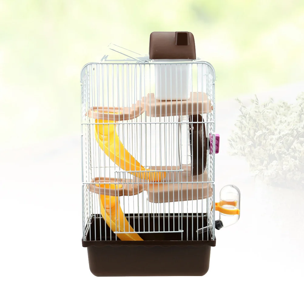

3 Layers Luxury Hamster Cage 21X27X45Cm Premium Plastic Multi Level Slide Quiet Running Wheel Leakproof Water
