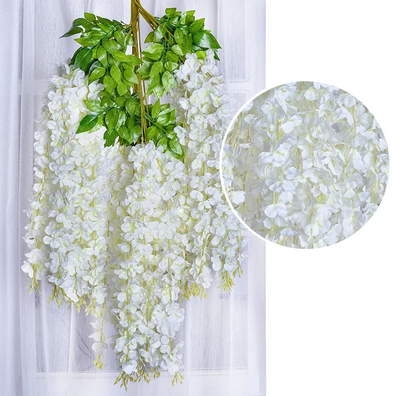 1pcs Artificial Wisteria Flowers Ratta Extra Long Thick Vine Hanging Garland Silk Wisteria Garland for Home Party Wedding Decor