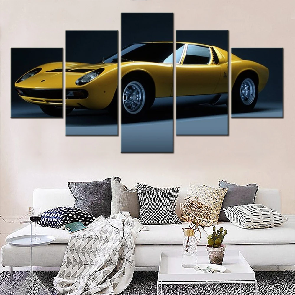 5 Pieces Canvas Wall Arts Poster Painting Sports Car Performance Land Vehicle 904 Supercar Home Decor Picture Print For Bedroom