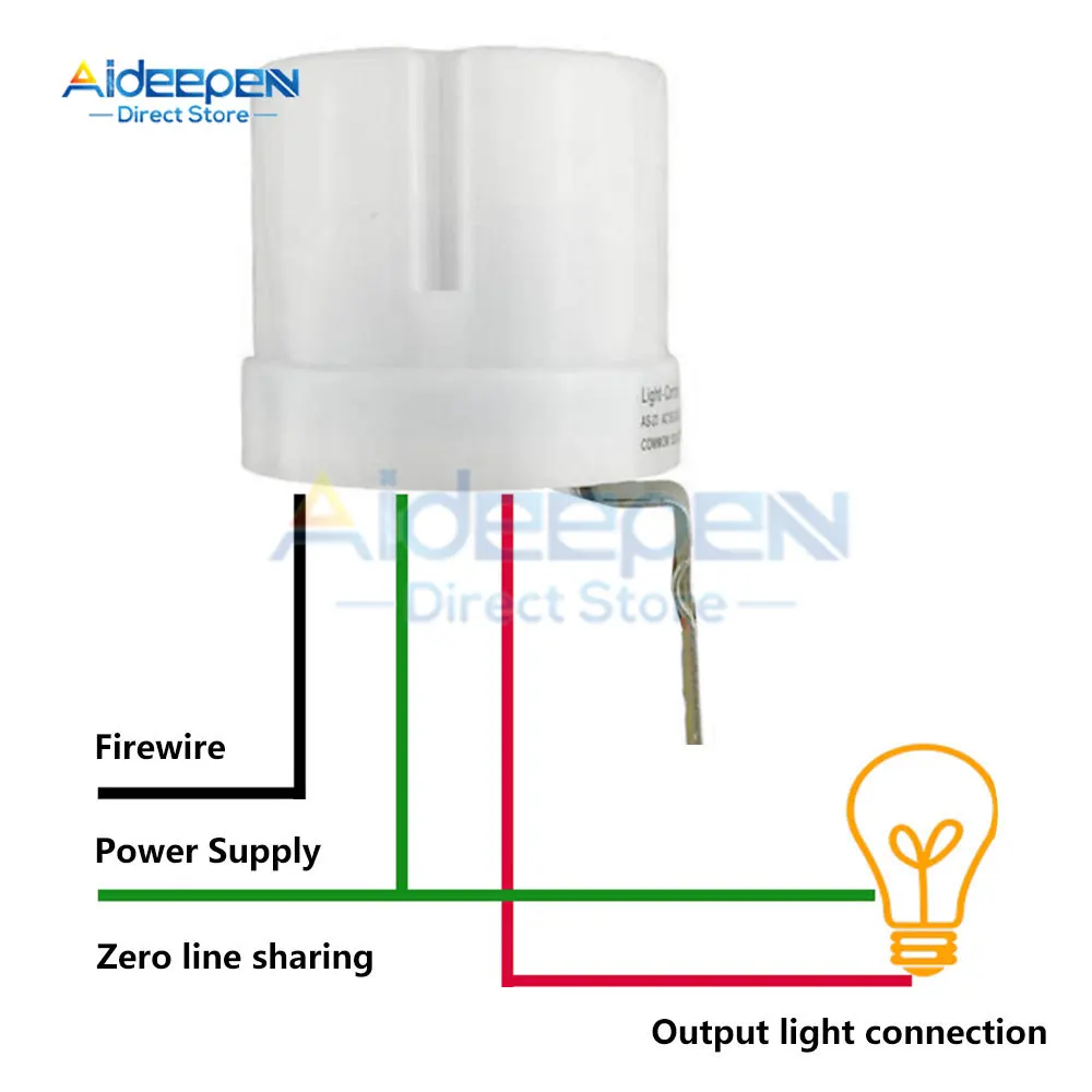 Adjustable Photoelectric Sensor Light Switch AC 220V 25A Rain-proof Light Control Sensor Automatic Photocell Switch for Lamps