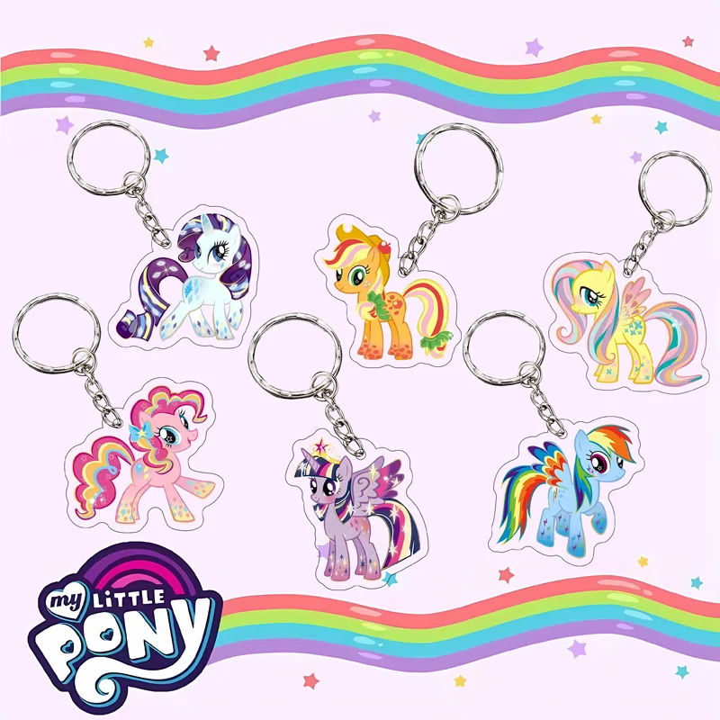 My Little Pony Twilight Sparkle Rainbow Dash Creative Cute Transparent Acrylic Keychain Hanging Chain Girls Bag Accessories Gift