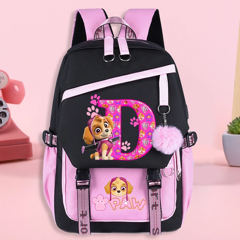 Paw Patrol 학생을위한 고품질 배낭 만화 편지 인쇄 Schoolbag 소년 소녀 패션 편지지 도서 보관 가방
