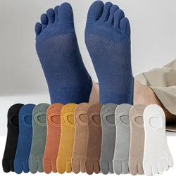 Men's Fashion Open Toe Sweat-absorbing Boat Socks Cotton Breathable Invisible Ankle Short Socks Elastic Man Five Fingers Socks