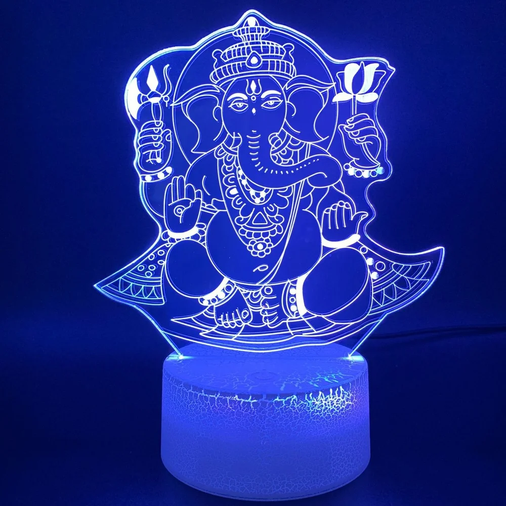 Nighdn luz nocturna Led para niños, lámpara de ilusión 3D, elefante, Buda, 7 colores cambiantes, decoración de la habitación del hogar, regalos de cumpleaños