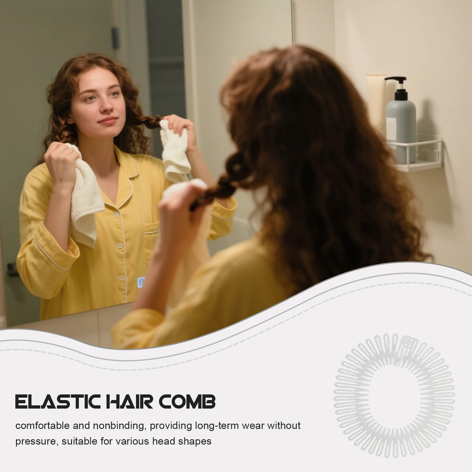 12 قطعة من أمشاط الشعر المرنة غير المرئية، عصابة رأس قابلة للتعديل للنساء، ملحقات تصفيف الشعر المحمولة، حزمة مشط #6