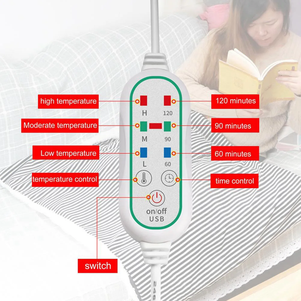 Chal calefactor eléctrico USB, manta multifuncional de 3 niveles calentados, función de temporizador, chal cálido de calentamiento rápido para exteriores, hogar y oficina