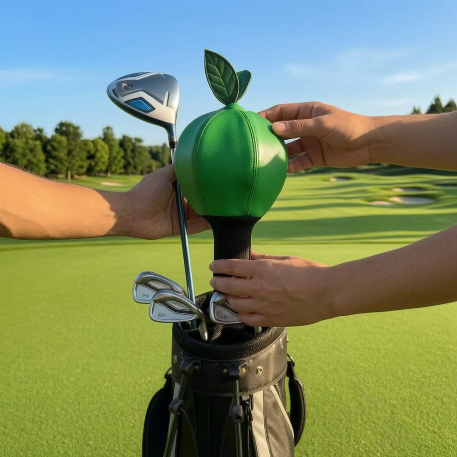 Apple Golf Headcover Safeguarding Driver Cover with Padded Knit Collar Golf Club Cover with Knit Neck Easy to Put on and Off - view 6