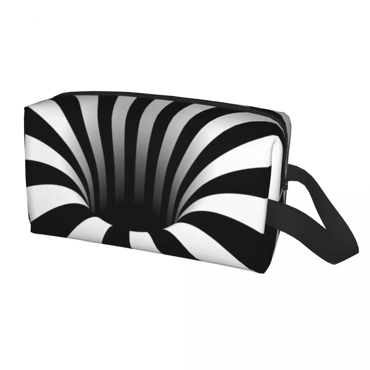 Abstract Black Hole Travel Toiletry Bag Optical Illusion Black And White Lines Makeup Cosmetic Organizer Beauty Storage Dopp Kit