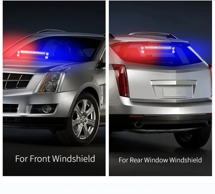LED Windshield Strobe Light Suction Cup Emergency Flashing Warning Light for Front Rear Windshield