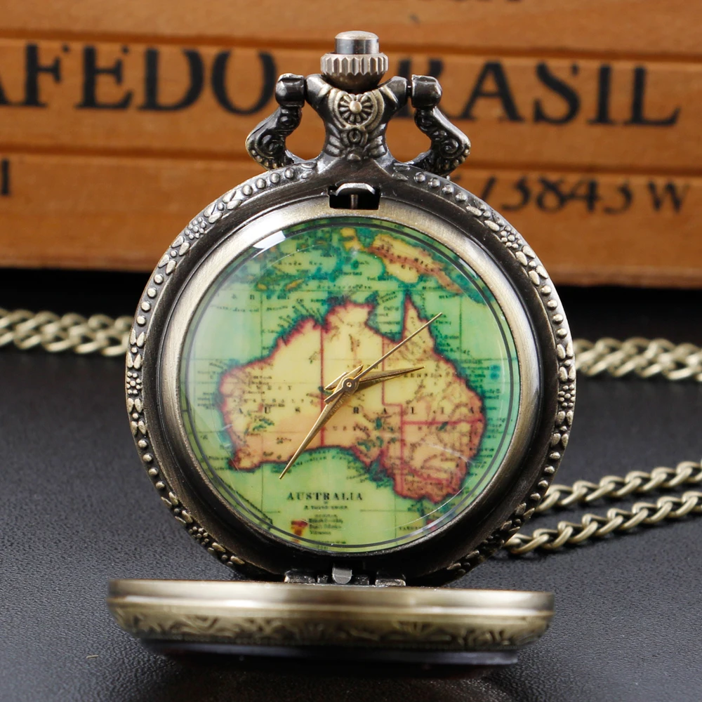 Women's Watch Gift Vintage Antique Chain Map Necklace Pocket Watch Pendant Reloj Mujer Women's Watch