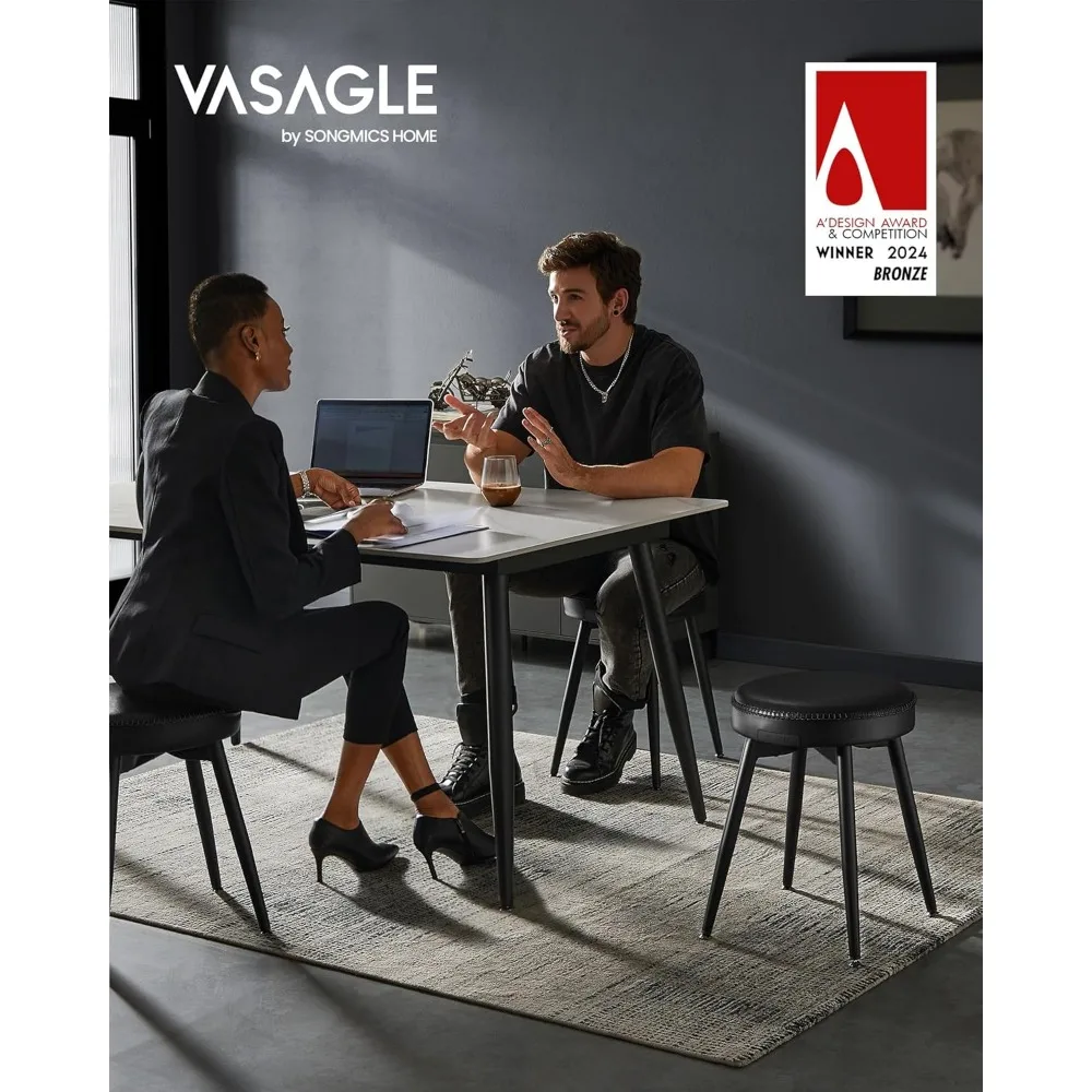 مجموعة من 4 كراسي ومقاعد لتناول الطعام منجدة، جلد صناعي مع خياطة، مناسبة للاستخدام في المطبخ والزينة