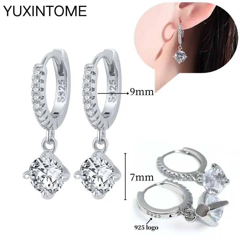 Ohrnadel aus 925er-Sterlingsilber, modische Creolen, weißer Kristall, luxuriöse Damen-Silberohrringe, Hochzeit, Damenschmuck, Geschenk