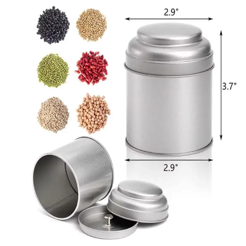 50g Small Tea Tins Canister With Airtight Double Lids,Mini Tin Can Box And Small Round Kitchen Canisters For Tea