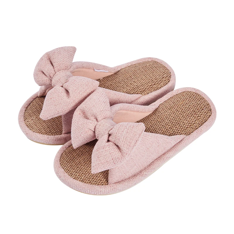 Women's Slippers for Spring, Autumn, and Summer, Indoor Home Non-Slip Wooden Floor Silent Slippers for All Seasons with Bowknot image 5