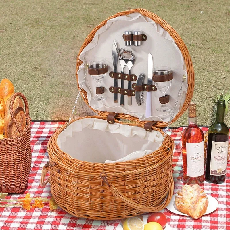 

Vine Woven Picnic Basket Warm and Caring Artificial Woven Basket Willow Woven